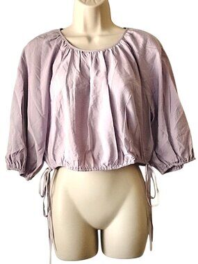 NWOT & Other Stories Puff Sleeve Tie-Sides Crop Top M Mauve Lavender